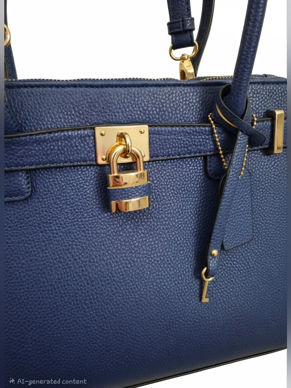 Dasein Designer Royal Blue Vegan Leather Handbag Laptop Case Goldtone Accents